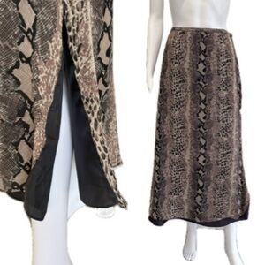 New York City Design Co. 100% Silk Snakeskin Animal Print Midi Skirt Size M